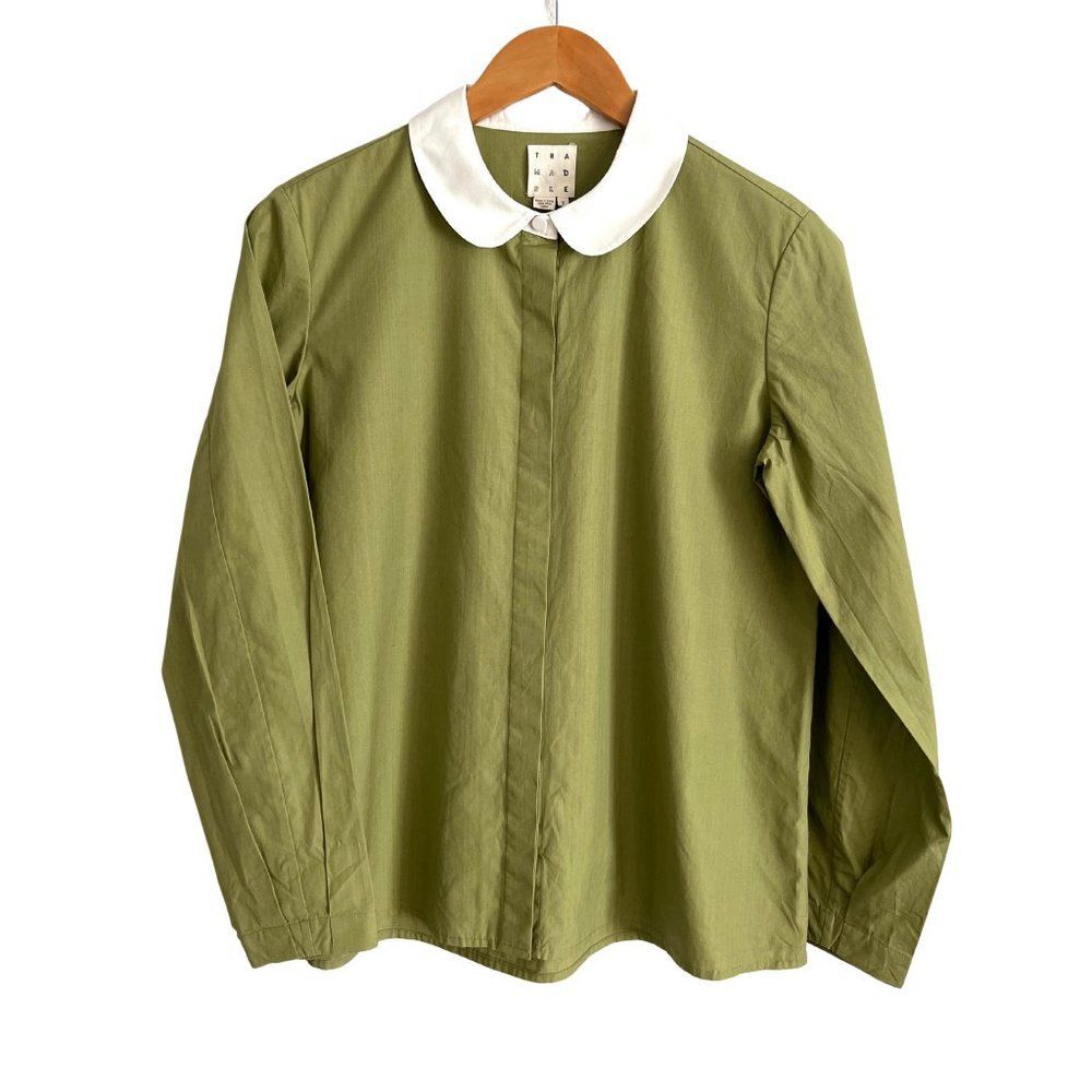 Trademark long sleeve button‎ up top. Size: 2